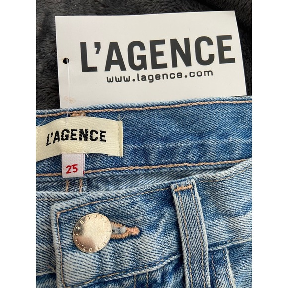 L'AGENCE Women's High Rise Audrey Shorts * Belmont Blue Size 25 Frayed WS15 - Picture 9 of 9